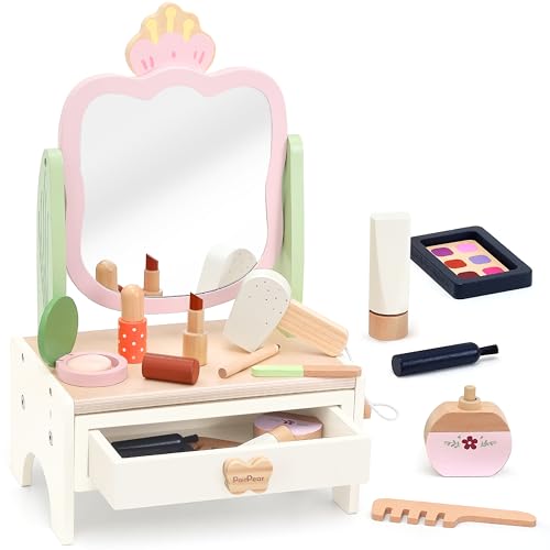 PairPear Wooden Vanity Set for Kids, Pretend Play Toddler Makeup Toy - image 7
