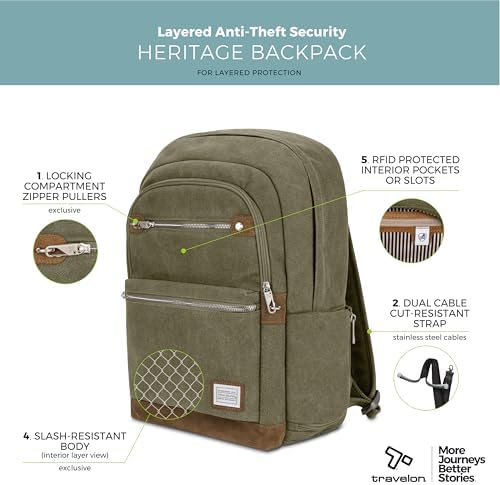 Travelon Men's Anti-Theft Heritage Backpack