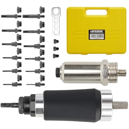 Rivet Nut Tool, Electric Drill Adapter Rivet & Rivet nut Two Functions Rivnut Tool Kit,Including 12 Rivet Nut Mandrels and 4 Rivet Heads