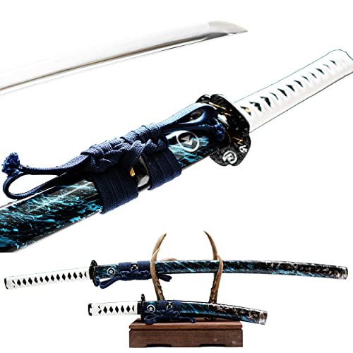 Yongli Sword Tsushima Series Game Cosplay Replica High Manganese Steel Blade Sword Japanese Samurai Katana Tanto a Pair (I)