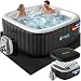 Casaria Piscina Idromassaggio Gonfiabile Quadrata 178 x 178 cm 6 Persone Vasca Spa Esterna Interna 140 Getti Protezione Antigelo con Filtro Accessori