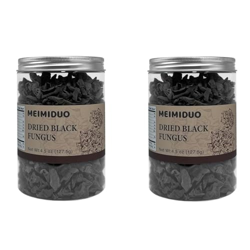 MEIMIDUO 9.0 Oz Dried Black Fungus Wood Ear Mushrooms, Premium All Natural Vegan(Pack of 2)