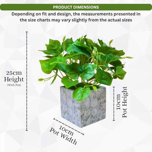 Image of fancymart Artificial Plant with Real-Touch Leaves in Pot, 25 cm, Indoor Tabletop Item for Home Decor, Office, Living Room