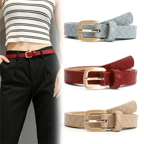 Women's PU Leather Material Alloy Metal Pin Buckle Diamond Pattern Jeans Casual Formal Solid Color Belt4