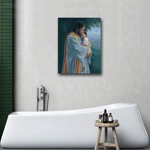 Jesus Christ Hugging Child Framed Canvas Wall Art Religious And Spiritual Art Print Poster Christian Never Leave You Artwork Wall Decor For Living Room Bedroom Office Hd Prints For Home Decoration #TOP5