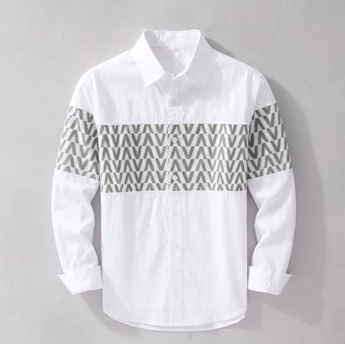 Image of Afflatus Men's Casual Shirt with Geometric Print | Premium Cotton Full Sleeve Shirt for Men | Stylish Regular Fit Fashion Trend | Casual, Party & Smart Casual Wear