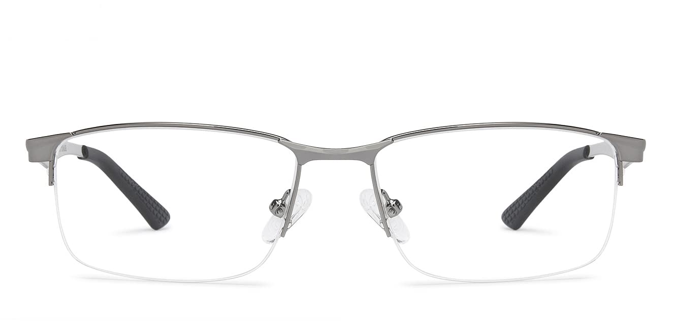 VINCENT CHASE EYEWEAR By Lenskart | Gunmetal Unisex Zero Power Bluecut & Antiglare Computer Eyeglasses For Eye Protection And Strain | Stainless Steel | Half Rim Rectangle | Medium | Vc E11891, White-image-35