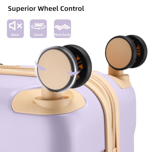 Image of LARVENDER Carry On Luggage 22x14x9 Airline Approved with Spinner Wheels, Expandable 20 Inch Luggage with TSA Lock, Hard Shell Carry On Suitcases for Women Men, Lavender
