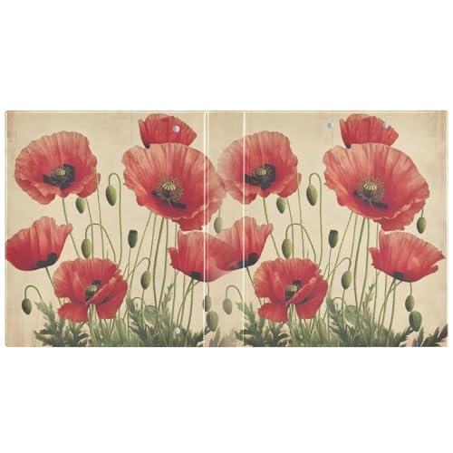 Image of 3 Ring Binder Red Poppy Flowers Vintage Poppies Floral 1.5 inch Binders Three Ring Binders with Clipboard Fit 8.5'' x 11'' Paper 3 Interior PVC Clear Pockets for Office Supplies