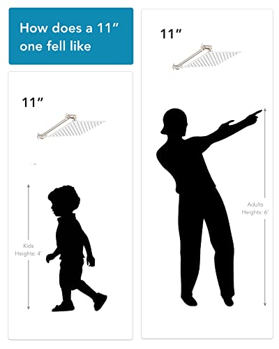 11 Inch Brushed Nickel Adjustable Shower Head Extension Arm With Locking Set Screw, Singing Rain Solid Brass Angle Height Adjustable, Easy To Install, G1/2 Universal Connector Compatible #TOP1