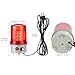 QWORK Industrial LED Rotating Warning Light, 110V AC Red Beacon Strobe for Public Emergency Alarms, Safety Siren Adjustable Volume