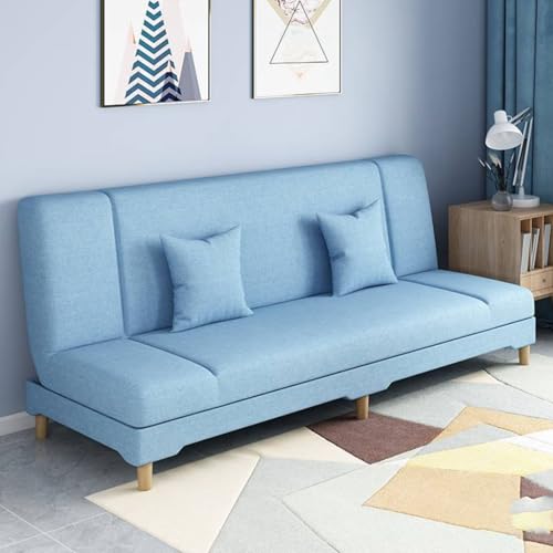 Canapé-Lit Moderne en Tissu, Causeuse Convertible, Canapé Double Pliable, Canapé-Lit avec Oreiller pour Salon Chambre,Sky Blue