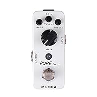 MOOER Pure Boost Micro Clean Boost Pedal with 20db+ clean boost with ±15db 2 band EQ The Gain Knob allows you to add gain to your clean signal. With 20 dB clean boost and ±15db 2 band EQ, MOOER pure boost can add color to your guitar tone if required...