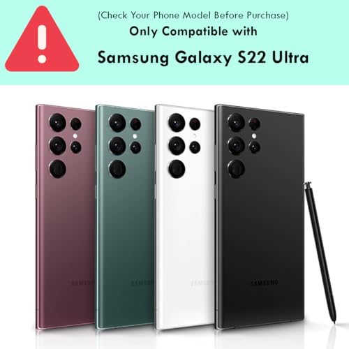 Image of RIGGEAR Shockproof Sleek Hybrid Armor 360 Rotating Magnetic Ring Stand Back Cover Case Compatible with MagSafe Accessories for Samsung Galaxy S22 Ultra (Transprent PC and Black TPU Bumper)