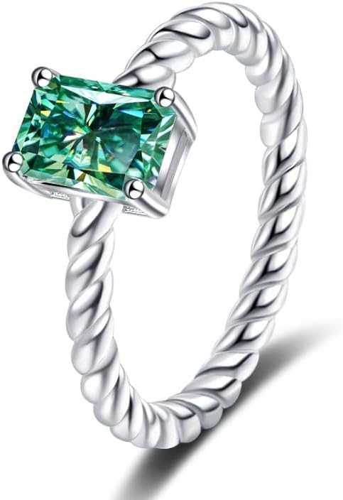 Fashion 1ct 5x7MM Rectangle Moissanite Vine Ring for Women Laboratory Diamonds S925 Silver Promise Ring Gift Replacement Jewelry