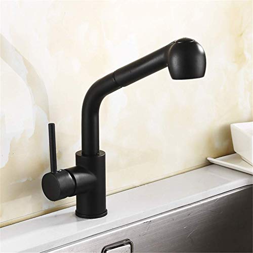 Grifo de cocina negro monomando con rociador de doble función para fregadero