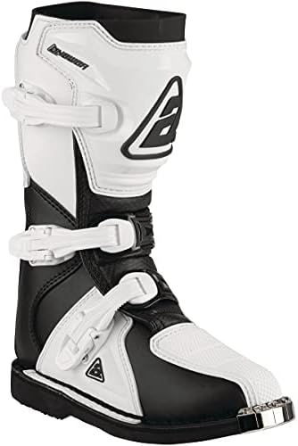 Answer Racing 446647 Powersports Motocross Protection Gear: AR1 Boots, Black/White, Size Youth 1, 1 Pair