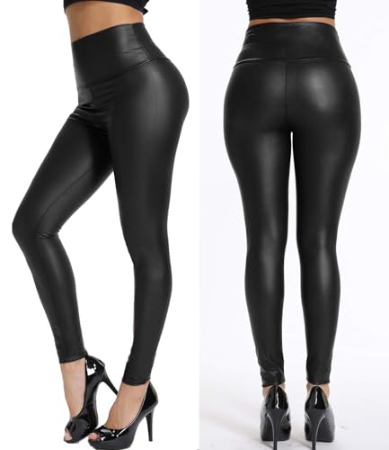 KIWI RATA Shiny Faux Leather Leggings