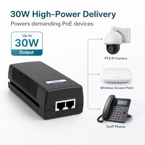 Image of BV-Tech 30W Gigabit PoE+ Injector | 802.3af /at High Power PoE Adapter 325ft