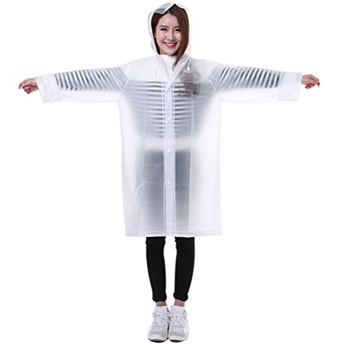 Always Pretty Lightweight Easy Carry Poncho Wind Hooded Jacket Raincoat Transparent M