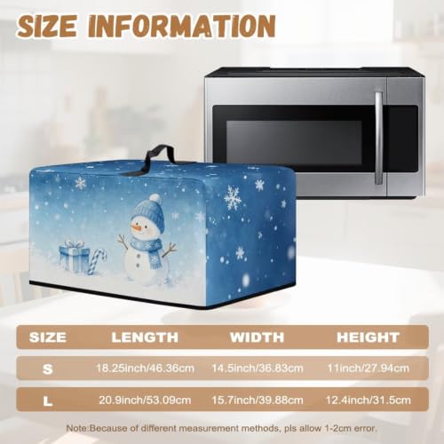 Image of Convection Oven Dustproof Cover, Washable Microwave Oven Cover Small Appliance Accessories for Christmas, L, 20.9 x 15.7 x 12.4 Inches, Blue Snowman Snowflake Pattern