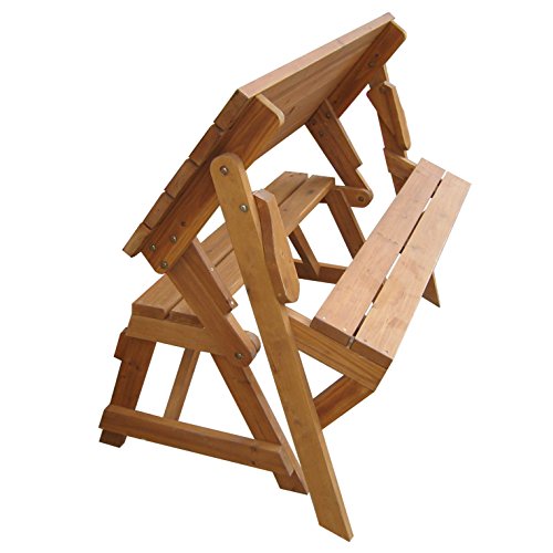 Merry Garden Interchangeable Wooden Picnic Garden Bench Outdoor Patio Dining Table, Natural - Thumbnail 2