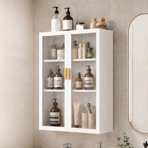 Image of Bathroom Storage Cabinet | Bathroom Accessories Set, Washroom Organiser Cabinet | 3 Layer, Space Saving Carbon Steel Shelf, White, 50 Cm, Pack of 1