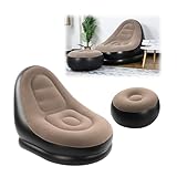 mumisuto Aufblasbares Sofa, Sessel Aufblasbar Tragbare Flocking Luftsessel Aufblasbare Couch Inflatable Couch mit Fußhocker, Nahtlose Mischung Oberflächenbeflockung