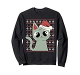 gatto carino gattino divertente brutto maglione di natale felpa