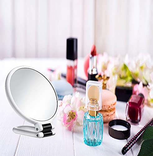 Viscal 10X Magnifying Handheld Mirror And 5X Travel Makeup Mirror,Double Sided Pedestal Makeup Mirror With 1/10X Magnification And 1/5X Travel Makeup Mirror #TOP3