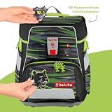 Step by Step Zestaw szkolny SPACE "Wild Cat Chiko" 5-częściowy, czarno-żółty, wzór dżungli, ergonomiczny tornister, odblaski, regulacja wysokości, pas biodrowy dla chłopców 1. klasa, 20 l, Wild Cat
