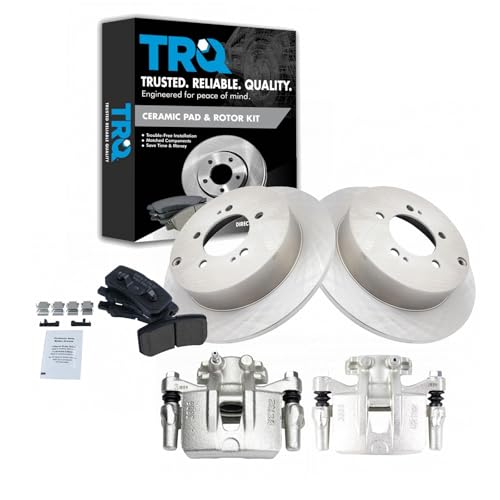 Image of TRQ Rear Brake Pad and Rotor Set Ceramic Solid Rotors Calipers | For 2009-2011 Mitsubishi Lancer 2008-2013 Outlander