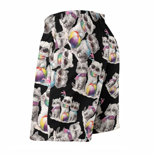 Cute Cat Mens Swim Trunks Quick Dry Beach Shorts Board Shorts Swimwear Bathing Suits with Mesh Lining3