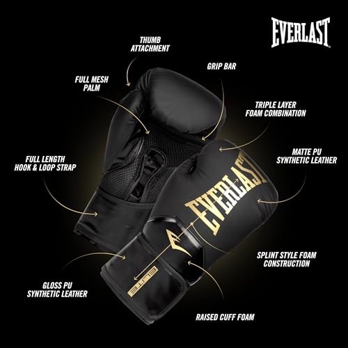 Image of Everlast Elite 2 Boxing Gloves - Secure Fit, Impact Absorption, Breathable, Wrist Support, Splint-Style Foam - Adult Size, Great for Boxing, Sparring, Heavy Bag Workouts, Mitt Work