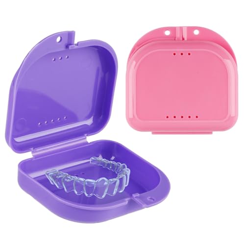 2 Piezas Caja Ortodoncia, Caja Férula Dental Funda Ferula Aparato Dental con Agujeros de Ventilación para Dentaduras de Ortodoncia Postizas Proteger Los Dientes Aparatos Dentales