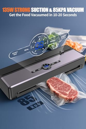 Image of Vacuum Sealer Machine for Food with 10PCS &1 Roll Reusable Vacuum Bags | One-Touch Automatic | Seal in 10-20 Seconds | Dry, Moist, Wet, and Cold Modes Portable Food Sealer