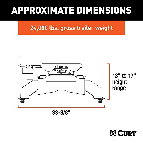 Curt 16039 Q25 5Th Wheel Hitch, 24,000 Lbs, Select Ford F-250, F-350, F-450, 8-Foot Bed Puck System #TOP1