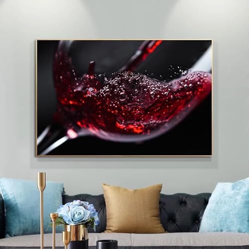 Impression moderne sur verre de vin rouge de qualité supérieure 50x70 cm