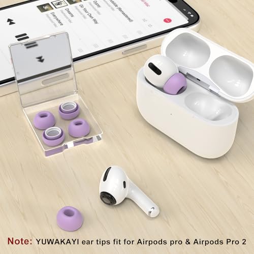 Image of 3 Pairs Replacement Ear Tips for AirPods Pro 1st & 2nd Generation with Noise Reduction Hole, Silicone Ear Tips for AirPods Pro with Portable Storage Box and Fits in Charging Case (Medium, Lavender)