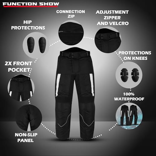 Hive Moto Motorcycle Pants for Men Women Armored Cordura Motocross Cargo Work Touring Motorbike Protection Trouser Waterproof (US, Alpha, Large, Regular, Regular, White)