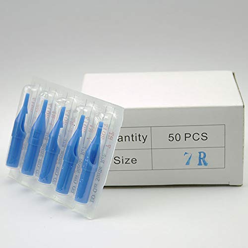 50 piezas desechables tatuaje punta de la boquilla, RT tatuaje Punta Redonda Tubos, de la máquina del tatuaje-Blue (7RT) Cover