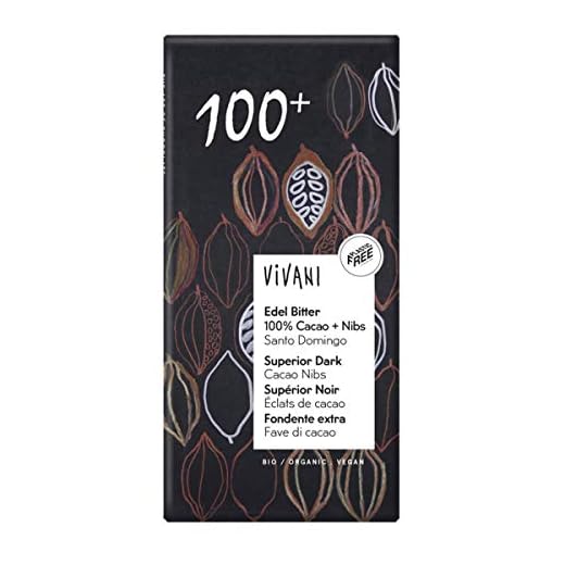 Vivani - Edel Bitter 100% Cacao + Nibs Schokolade Santo Domingo - 80 g - 10er Pack