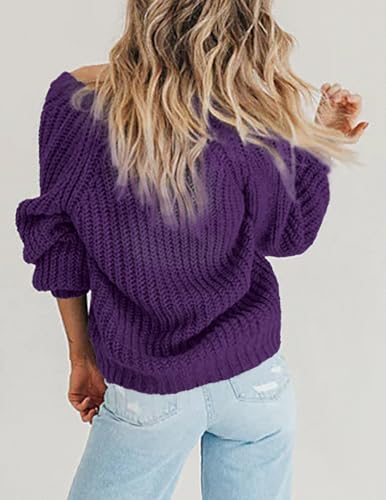 Image of Zeagoo Women's 2026 Fall Chunky Knit Cardigans Open Front Long Sleeve V Neck Button Loose Cardigan Sweaters