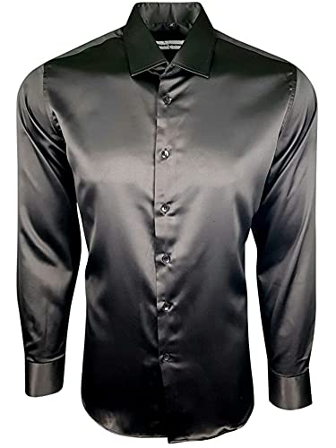 Dominic Stefano Herren-Hemd, Satin, glänzend, seidig, Smart Casual,...