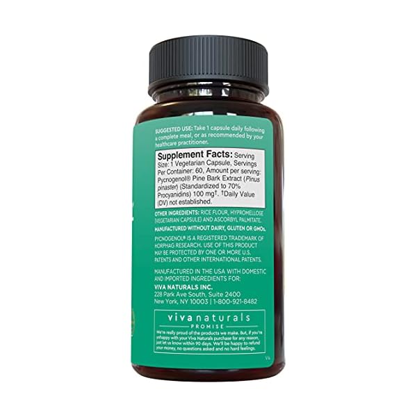 Pycnogenol-100mg-from-French-Maritime-Pine-Bark-Extract-Healthy-Blood-Circulation-Supplements-Powerful-Antioxidant-Protection-Joint-Support-and-Immune-Support-60-Veggie-Capsules Pycnogenol 100mg from French Maritime Pine Bark Extract Capsules - Healthy Blood Circulation Supplements, Antioxidant Protection, Joint Support and Immune Support - 60 Pycnogenol Supplements