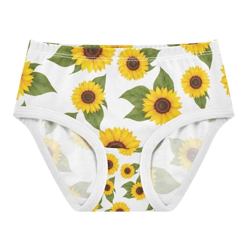 Kids Underwear Girls, Yellow Sunflowers Toddler Briefs, Girls Underwear Cotton, 2T–8 Years