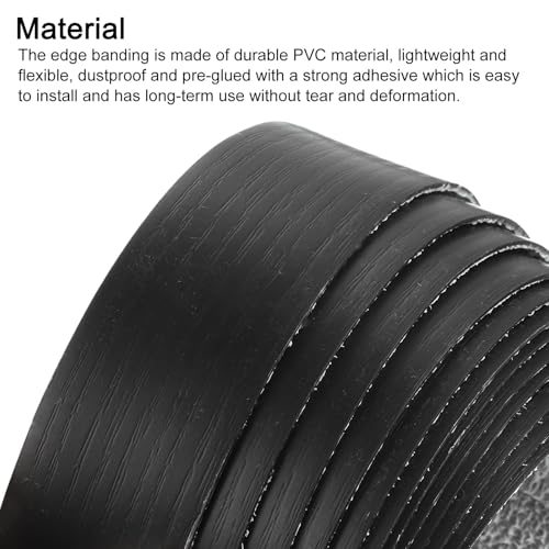 Banda de borde de PVC flexible uxcell negro prepegado para cantos de madera mdf 4