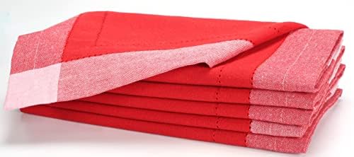 Farmhouse Cloth Napkin Set of 6 100% Cotton Dinner Napkin Double Holes Size 20"x 20" Color Red|Christmas Cloth Napkins, Napkins cloth washable,Napkins,Napkins,Boho Cloth Napkins,Colorful Cloth Napkins