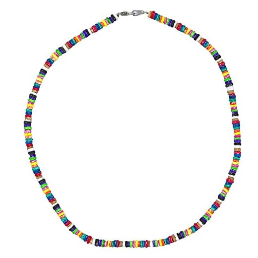 FROG SAC Rainbow Surfer Necklace Choker for Girls, Tie Dye Puka Shell Necklace for Women, 18" Heishi Seashell Necklace, Girl Beach Jewelry Chokers for Teens