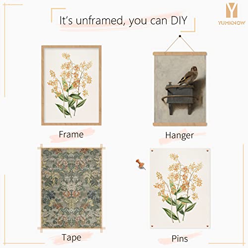 Vintage Farmhouse Botanical Wall Decor | Bird Neutral Portrait Wall Art For Boho French Country Kitchen Bathroom Bedroom Picture Poster Print I Flower Room Decor Aesthetic Cottagecore Plant 5 Set #TOP6